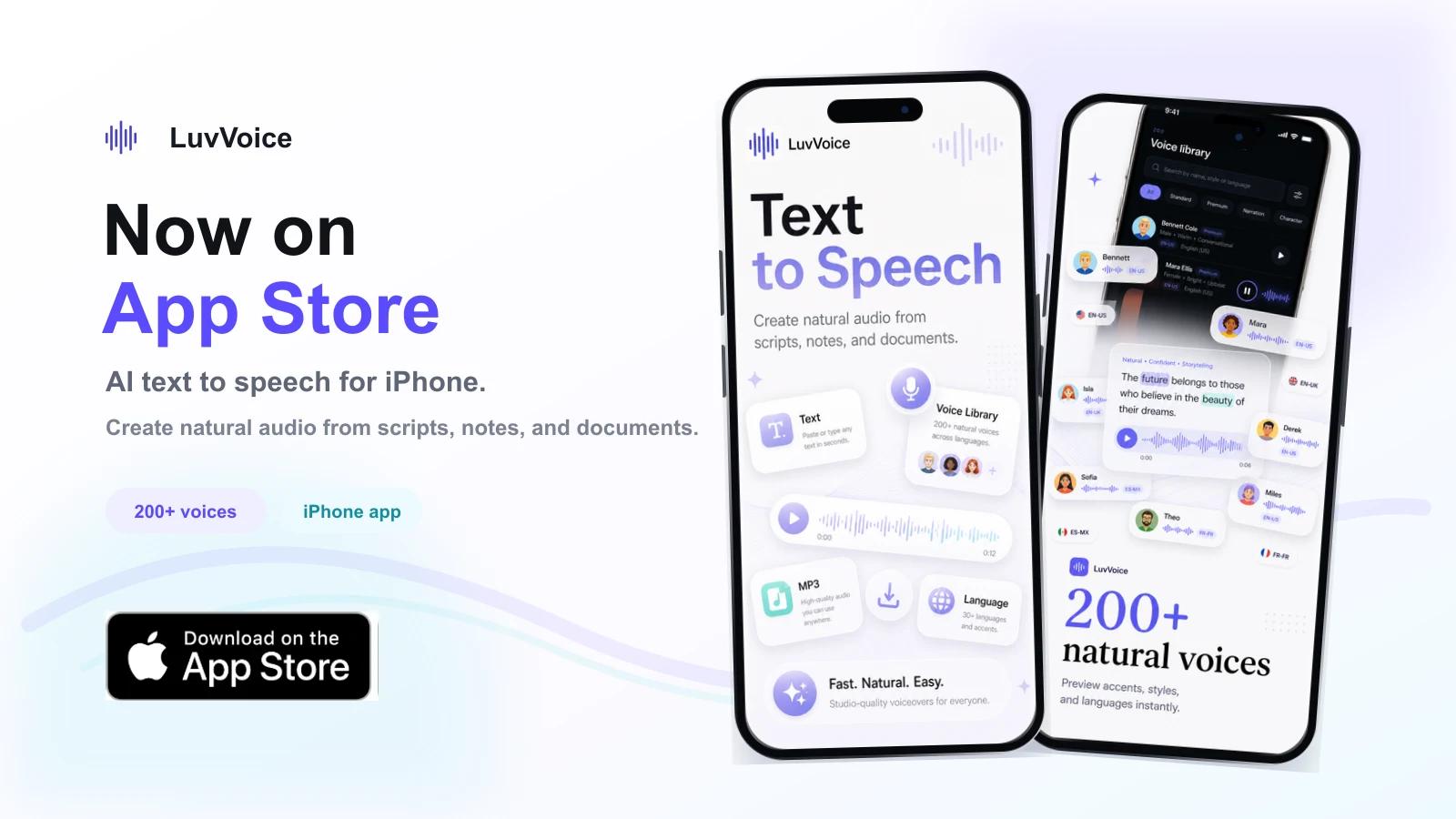 LuvVoice is now live on the App Store: AI text to speech for iPhone