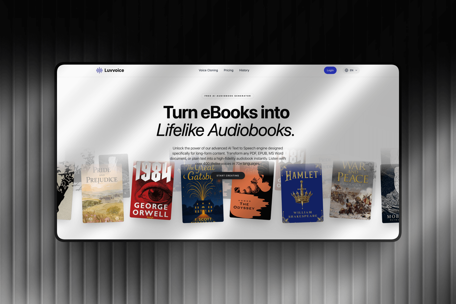 Convert eBook to Audiobook Free with AI Voices | Luvvoice